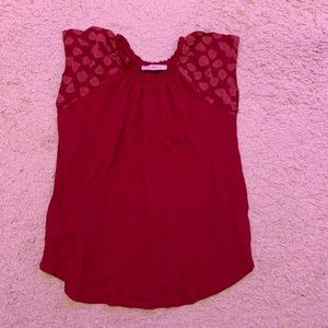 Loft Pink Patterned Sleeve Blouse